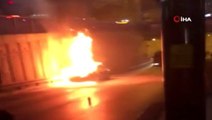 Gaziosmanpaşa'da seyir halindeki araç alev alev yandı