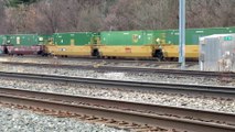 Norfolk Southern 3 Engine contianer train meets Norfolk Southern 3 engine container train going through Berea, Ohio (11/29/2019)