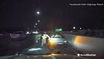 State trooper jumps out of the way after vehicle loses control on ice