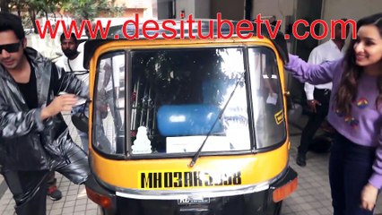 Varun Dhawan and Shraddha Kapoor fun moment with press at tseries studio. Fun with auto rickshaw