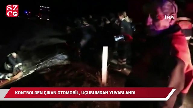 Kontrolden çıkan otomobil, uçurumdan aşağı yuvarlandı