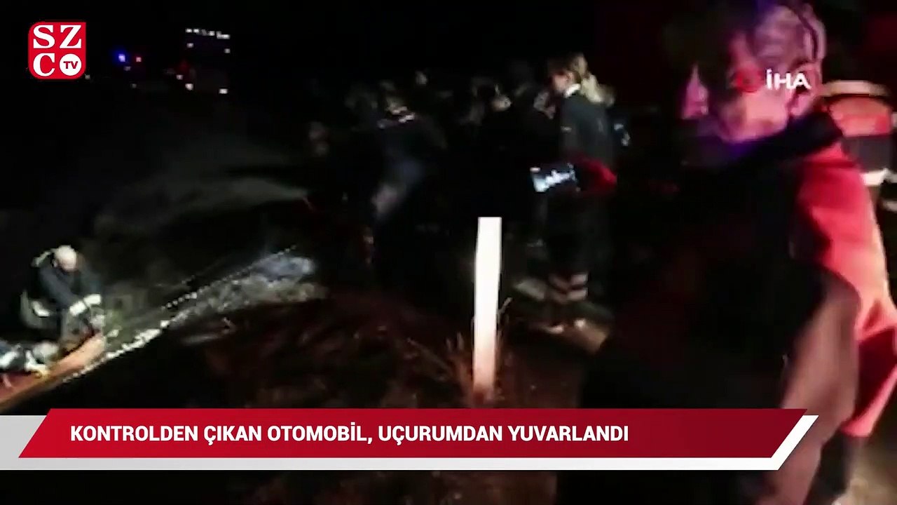 Kontrolden çıkan otomobil, uçurumdan aşağı yuvarlandı