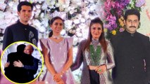 Abhishek Bachchan With Raveena Tandon Anil Thadani At Sooraj Barjatya's Son Wedding Reception