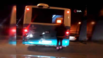 Pendik’te patenli gencin tehlikeli yolculuğu kamerada