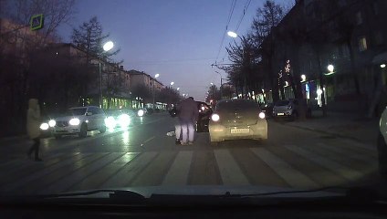 Pedestrian Pummelled by Car at Crossing