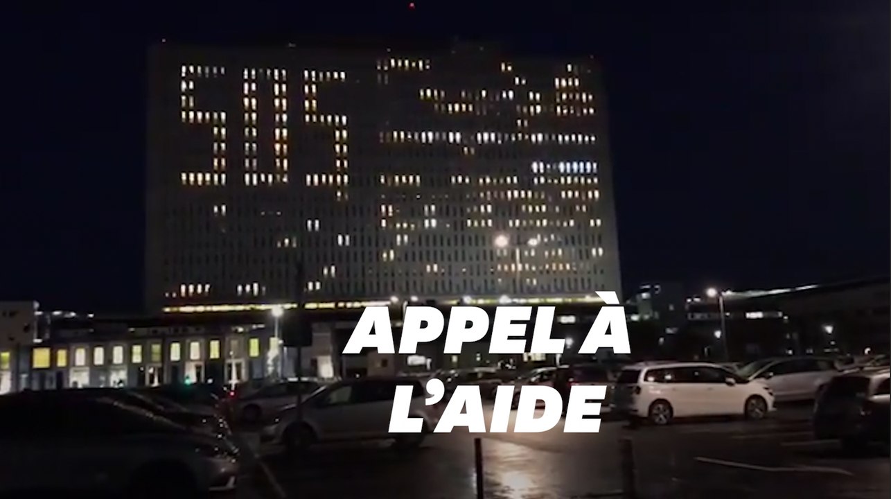 Un SOS géant sur la façade du CHU de Caen pour alerter sur le sort de l'hôpital