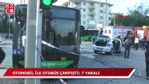 Belediye otobüsü ile otomobil çarpıştı: 7 yaralı