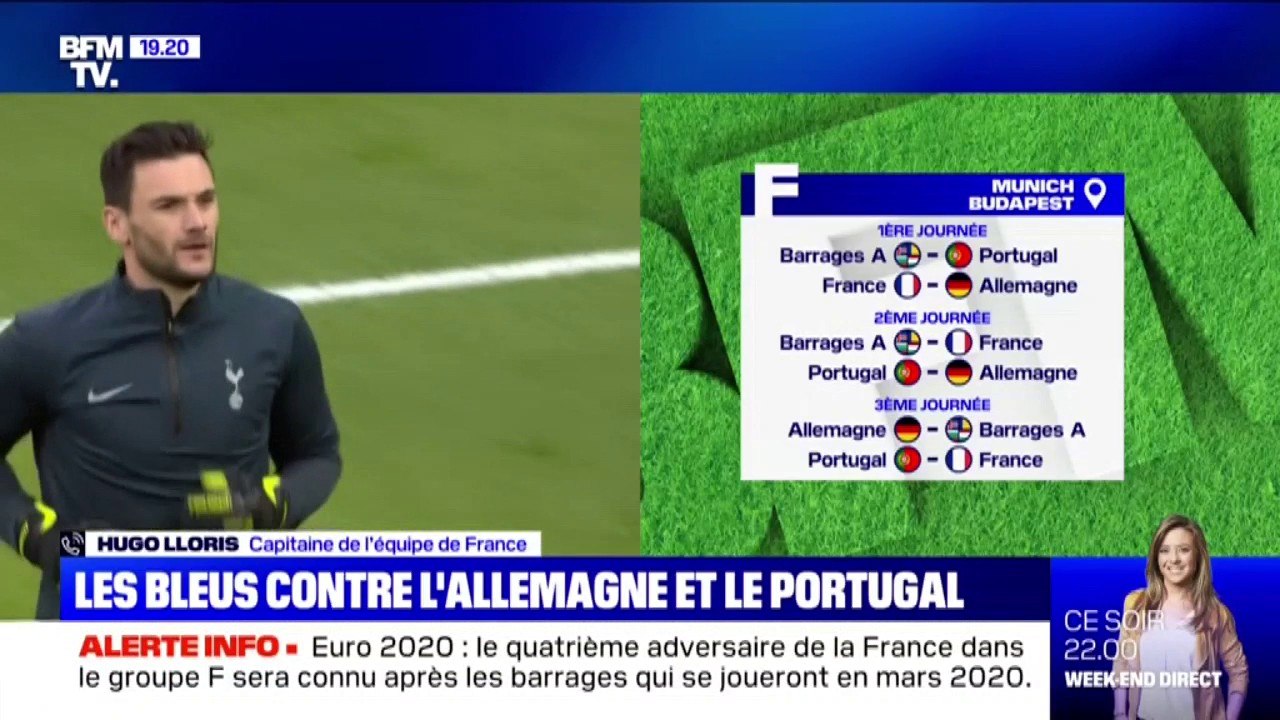 Hugo Lloris sur le tirage de l'Euro 2020: "Ce serait un sacré défi aussi pour les Portugais et les Allemands"