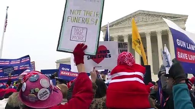 Activists gather at US Supreme Court as it takes up gun control case
