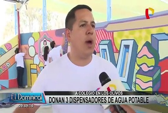 Donan tres dispensadores de agua potable a colegio de Los Olivos