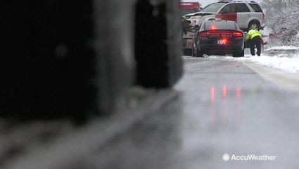 Sunday morning ice storm showing its effects in rural Michigan