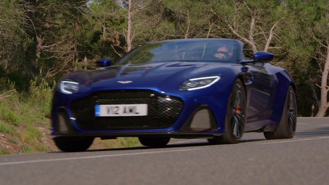 Aston Martin DBS Superleggera Volante in Zaffre Blue Driving Video