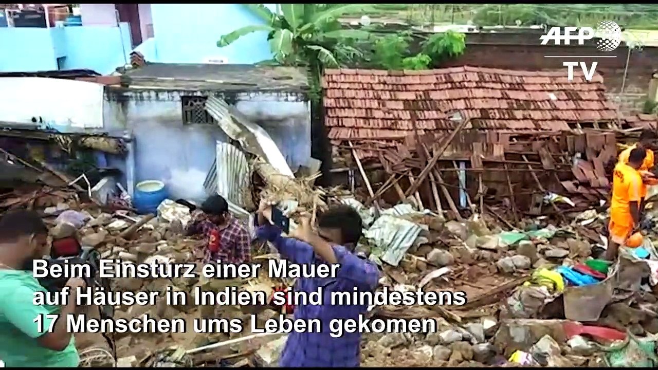 Mauer stürzt in Indien auf Häuser: Mindestens 17 Tote