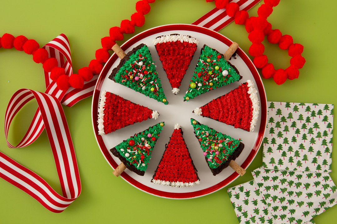 Santa Hat and Christmas Tree Brownies