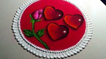 3D and transperent effect valentine special rangoli.