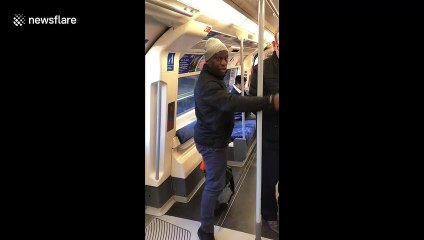 Moment former London mayor Ken Livingstone sticks foot in Tube door to delay train