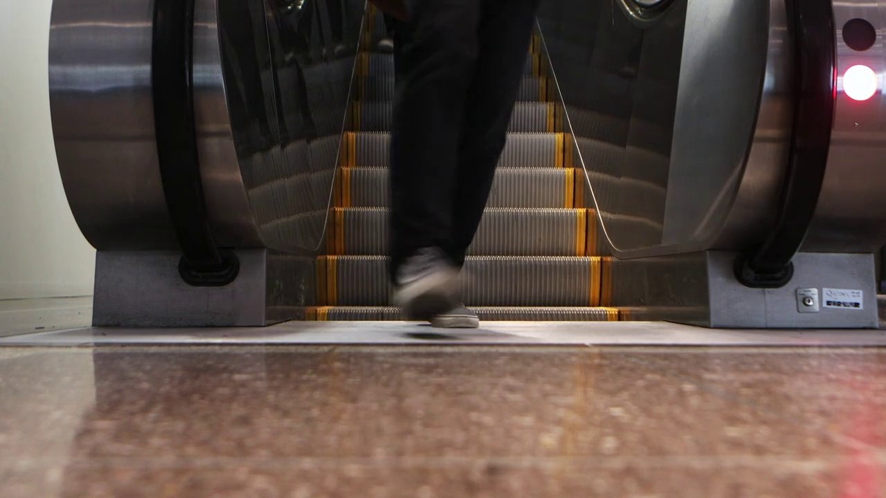 Student leaving a building
