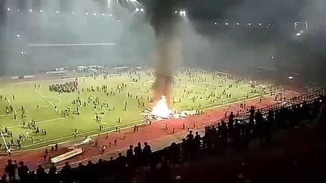 chaos in the Indonesian league soccer match