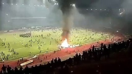 chaos in the Indonesian league soccer match