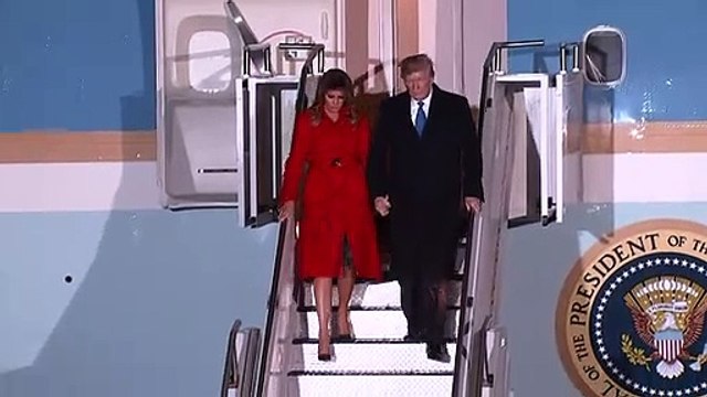 President Trump arrives in UK for Nato Summit