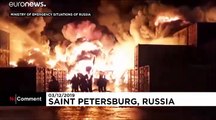 شاهد: جهود لإخماد حريق هائل في منشأة صناعية في سان بطرسبرغ
