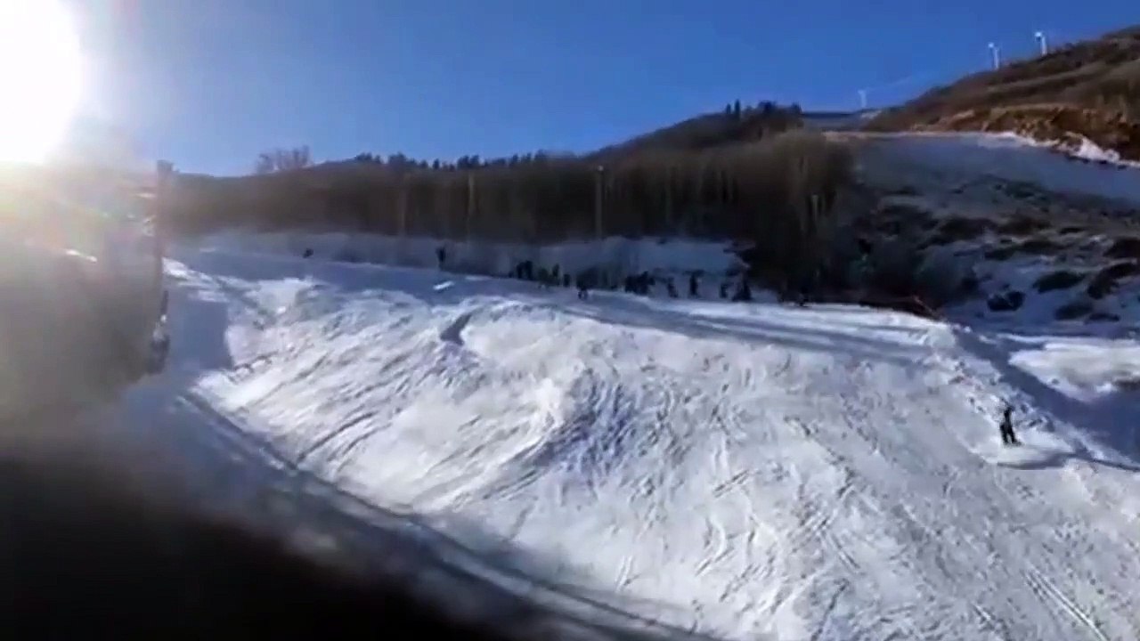 Skier Goes Up A Ramp And Fails