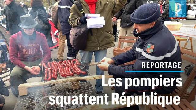 Grillades, tentes et lits de camp... les pompiers s'installent à République