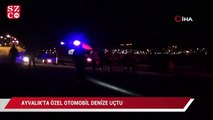 Ayvalık’ta özel otomobil denize uçtu