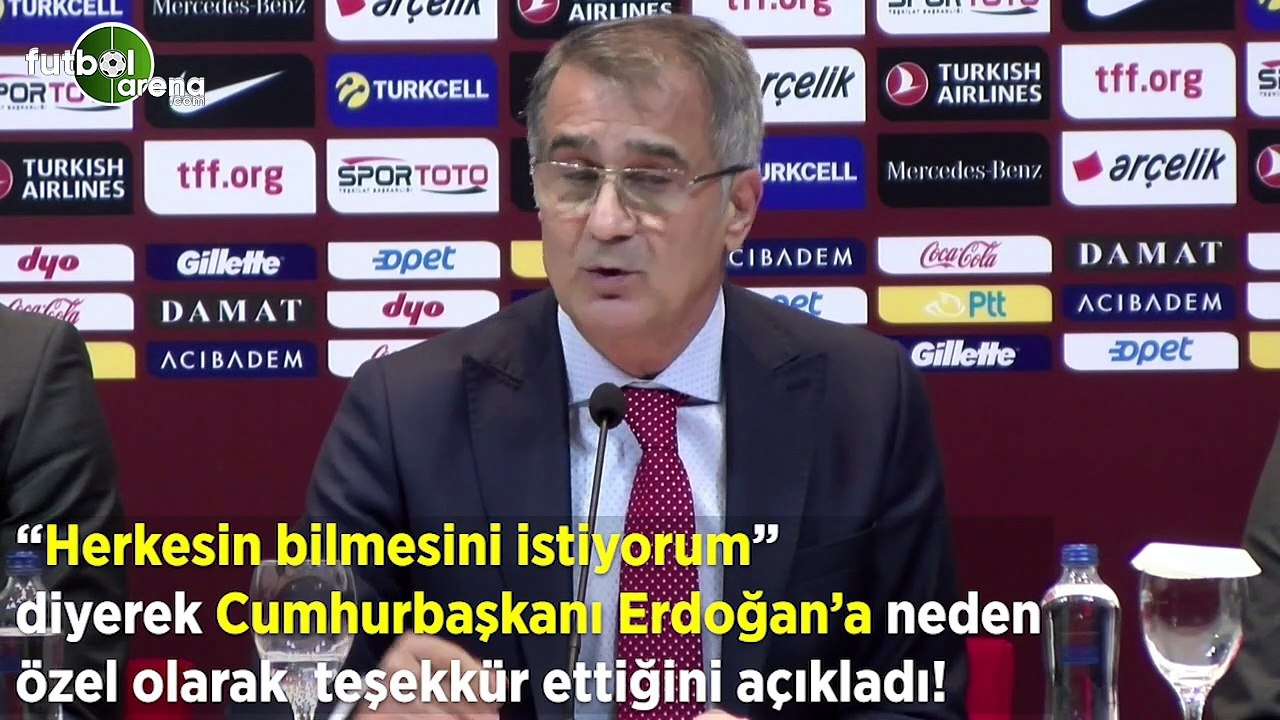 Şenol Güneş, "Herkesin bilmesini istiyorum" diyerek Cumhurbaşkanı Erdoğan'a neden özel teşekkür ettiğini açıkladı