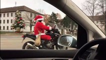 Crew of motorbiking Santas seen riding on streets of Cologne