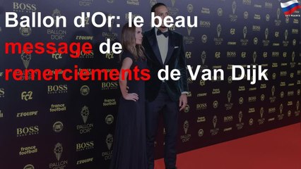Ballon d&#39;Or: le beau message de remerciements de Van Dijk