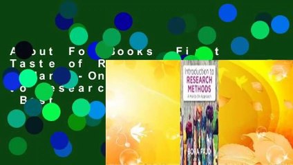 About For Books  First Taste of Research: A Hands-On Introduction to Research Methods  Best