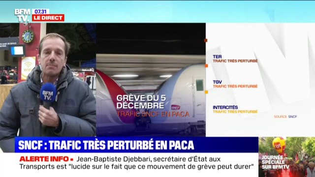 La gare de Marseille-Saint-Charles quasi déserte ce matin, moins d'un train sur dix circule