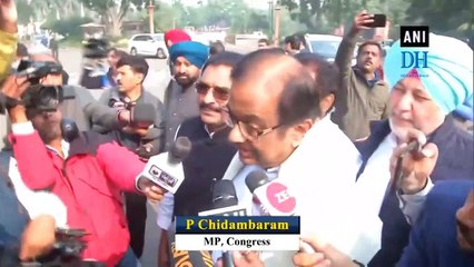 P Chidambaram arrives at Parliament