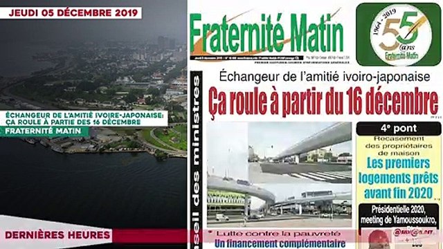 TITROLOGUE DU 05 DECEMBRE 2019 -Dernier anniversaire de la mort d’Houphouët Boigny L’appel-vérité de Jacob Ediémou à Bédié et Ouattara