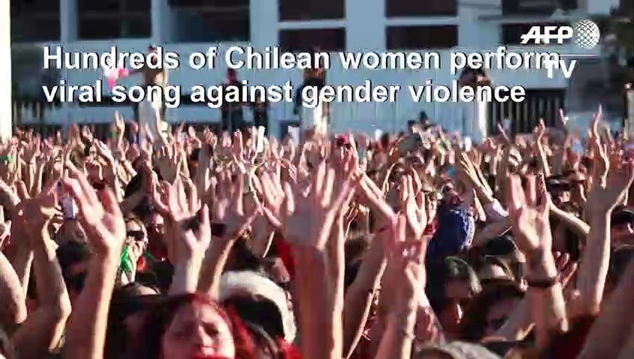 Hundreds of Chilean women perform viral song against gender violence