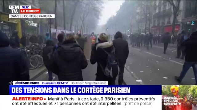 Retraites: des tensions dans le cortège parisien, près de la place de la République