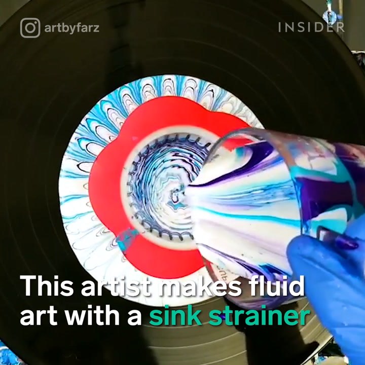 This artist makes fluid art with a sink strainer