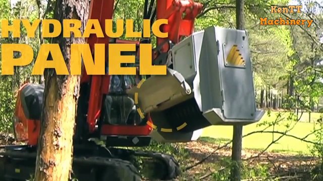 Modern Fast Tree Stump Clearing Machine Working - Equipment Excavator Stump Chipping