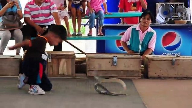 Cet enfant joue avec un cobra... Charmeur de serpent très jeune