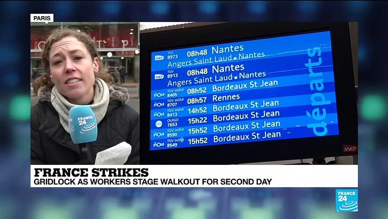 French strike against pension reform enters day two