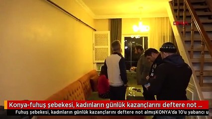 Konya-fuhuş şebekesi, kadınların günlük kazançlarını deftere not almış