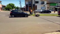 Carro e moto se envolvem em acidente no Coqueiral, em Cascavel