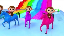 Learn Colors Baby Monkey Horse Water Slide Wheels On The Bus Song for Kid Children