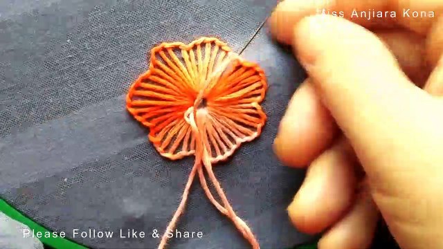 Beautiful Hand Embroidery Flower stitch by Miss Anjiara Kona 2019, Extraordinary Hand Embroidery Flower, Step by step design stitching class,Hand embroidery design for dress,হাতের কাজ শেখা,হাতের কাজের প্রশিক্ষণ,सुंदर फूल कढ़ाई