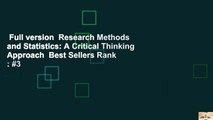 Full version  Research Methods and Statistics: A Critical Thinking Approach  Best Sellers Rank : #3