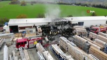Çatalca’da Fabrika Yangını Havadan Görüntülendi
