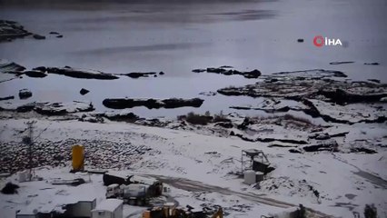 Kar Yağışı İle Birlikte Çelikhan’da Ki Yüzen Adacıklar Beyaza Büründü