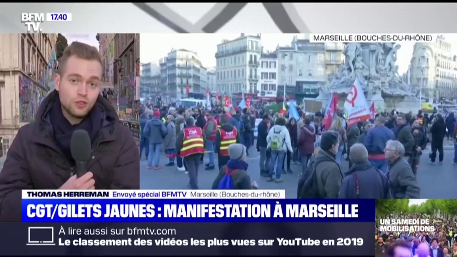 CGT/gilets jaunes: forte mobilisation à Marseille - Vidéo Dailymotion