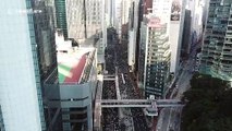 Drone footage shows thousands marching in Hong Kong